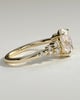 Bella - Oval Claw Solitaire with Clustered Round Shoulder Stones Engagement Ring - 18k Yellow Gold