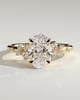 Bella - Oval 4 Claw Solitaire with Clustered Round Shoulder Stones Engagement Ring - 18k Yellow Gold