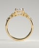 Bella - Oval Claw Solitaire with Clustered Round Shoulder Stones Engagement Ring - 18k Yellow Gold