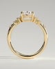 Bella - Oval 4 Claw Solitaire with Clustered Round Shoulder Stones Engagement Ring - 18k Yellow Gold