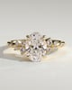 Bella - Oval Claw Solitaire with Clustered Round Shoulder Stones Engagement Ring - 18k Yellow Gold