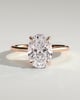 Bethany - Oval Claw Solitaire with Hidden Halo, Tapered Band and Cathedral High Setting Engagement Ring - 18k Rose Gold