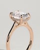 Bethany - Oval Claw Solitaire with Hidden Halo, Tapered Band and Cathedral High Setting Engagement Ring - 18k Rose Gold