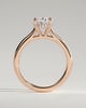 Bethany - Oval 4 Claw Solitaire with Hidden Halo, Tapered Band and Cathedral Setting Engagement Ring - 18k Rose Gold