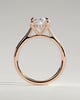 Bethany - Oval Claw Solitaire with Hidden Halo, Tapered Band and Cathedral High Setting Engagement Ring - 18k Rose Gold