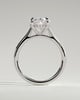 Bethany - Oval Claw Solitaire with Hidden Halo, Tapered Band and Cathedral High Setting Engagement Ring - 18k White Gold