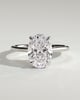 Bethany - Oval Claw Solitaire with Hidden Halo, Tapered Band and Cathedral High Setting Engagement Ring - 18k White Gold