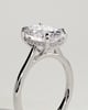 Bethany - Oval Claw Solitaire with Hidden Halo, Tapered Band and Cathedral High Setting Engagement Ring - 18k White Gold