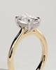 Bethany - Oval 4 Claw Solitaire with Hidden Halo, Tapered Band and Cathedral Setting Engagement Ring - 18k Yellow Gold / 18k White Gold