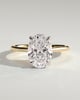 Bethany - Oval Claw Solitaire with Hidden Halo, Tapered Band and Cathedral High Setting Engagement Ring - 18k Yellow Gold / 18k White Gold