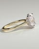 Bethany - Oval Claw Solitaire with Hidden Halo, Tapered Band and Cathedral High Setting Engagement Ring - 18k Yellow Gold / 18k White Gold