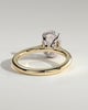 Bethany - Oval 4 Claw Solitaire with Hidden Halo, Tapered Band and Cathedral Setting Engagement Ring - 18k Yellow Gold / 18k White Gold