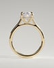 Bethany - Oval Claw Solitaire with Hidden Halo, Tapered Band and Cathedral High Setting Engagement Ring - 18k Yellow Gold