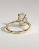 Bethany - Oval Claw Solitaire with Hidden Halo, Tapered Band and Cathedral High Setting Engagement Ring - 18k Yellow Gold