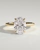 Bethany - Oval Claw Solitaire with Hidden Halo, Tapered Band and Cathedral High Setting Engagement Ring - 18k Yellow Gold