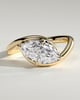 Marquise 4 Claw Solitaire with Bypass Band and East West Setting Engagement Ring - 18k Yellow Gold