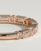 Birdie - Round Baguette Accent Stones with Milgrain Wedding Ring - 18k Rose Gold