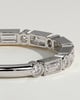 Birdie - Round Baguette Accent Stones with Milgrain Wedding Ring - 18k White Gold