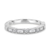 Birdie - Milgrain Setting Accent Stones Wedding Ring - 18k White Gold