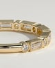 Birdie - Round Baguette Accent Stones with Milgrain Wedding Ring - 18k Yellow Gold