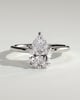 Blossom - Pear 5 Claw Solitaire with Petal Gallery and Accented Tiara Detail Engagement Ring - 18k White Gold