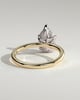 Blossom - Pear 5 Claw Solitaire with Petal Gallery and Accented Tiara Detail Engagement Ring - 18k Yellow Gold / 18k White Gold
