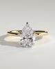 Blossom - Pear 5 Claw Solitaire with Petal Gallery and Accented Tiara Detail Engagement Ring - 18k Yellow Gold / 18k White Gold