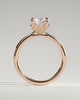 Brianna - Round Claw Solitaire with Petal Gallery, Accent Leaf Detail and Cathedral Setting Engagement Ring - 18k Rose Gold
