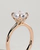 Brianna - Round Claw Solitaire with Petal Gallery, Accent Leaf Detail and Cathedral Setting Engagement Ring - 18k Rose Gold