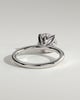 Brianna - Round Claw Solitaire with Petal Gallery, Accent Leaf Detail and Cathedral Setting Engagement Ring - 18k White Gold