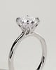 Brianna - Round Claw Solitaire with Petal Gallery, Accent Leaf Detail and Cathedral Setting Engagement Ring - 18k White Gold