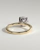 Brianna - Round Claw Solitaire with Petal Gallery, Accent Leaf Detail and Cathedral Setting Engagement Ring - 18k Yellow Gold / 18k White Gold