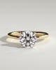 Brianna - Round Claw Solitaire with Petal Gallery, Accent Leaf Detail and Cathedral Setting Engagement Ring - 18k Yellow Gold / 18k White Gold