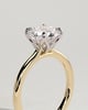 Brianna - Round Claw Solitaire with Petal Gallery, Accent Leaf Detail and Cathedral Setting Engagement Ring - 18k Yellow Gold / 18k White Gold