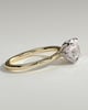 Brianna - Round Claw Solitaire with Petal Gallery, Accent Leaf Detail and Cathedral Setting Engagement Ring - 18k Yellow Gold / 18k White Gold