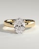 Bronte - Oval Solitaire with Cigar Band - 18k Yellow Gold / 18k White Gold Low Setting