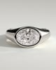 Bronwyn - Statement Oval East West Bezel Solitaire with Signet Band Engagement Ring - 18k White Gold