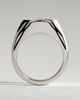 Bronwyn - Statement Oval East West Bezel Solitaire with Signet Band Engagement Ring - 18k White Gold