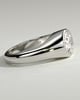 Bronwyn - Statement Oval East West Bezel Solitaire with Signet Band Engagement Ring - 18k White Gold