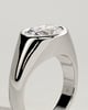 Bronwyn - Statement Oval East West Bezel Solitaire with Signet Band Engagement Ring - 18k White Gold