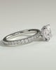 Brooklyn - Princess Solitaire with Hidden Halo and Half Pave - 18k White Gold