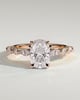 Cali - 4 Claw Elongated Cushion Solitaire with Accent Stones - 18k Rose Gold