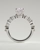 Cali - 4 Claw Elongated Cushion Solitaire with Accent Stones - 18k White Gold