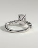 Cali - 4 Claw Elongated Cushion Solitaire with Accent Stones - 18k White Gold