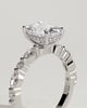 Cali - 4 Claw Elongated Cushion Solitaire with Accent Stones - 18k White Gold