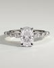 Cali - 4 Claw Elongated Cushion Solitaire with Accent Stones - 18k White Gold