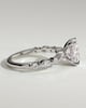 Cali - 4 Claw Elongated Cushion Solitaire with Accent Stones - 18k White Gold