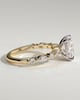 Cali - 4 Claw Elongated Cushion Solitaire with Accent Stones - 18k Yellow Gold / 18k White Gold