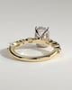 Cali - 4 Claw Elongated Cushion Solitaire with Accent Stones - 18k Yellow Gold / 18k White Gold
