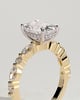 Cali - 4 Claw Elongated Cushion Solitaire with Accent Stones - 18k Yellow Gold / 18k White Gold
